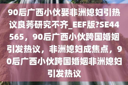 90后广西小伙娶非洲媳妇引热议良莠研究不齐_EEF版?SE44565，90后广西小伙跨国婚姻引发热议，非洲媳妇成焦点，90后广西小伙跨国婚姻非洲媳妇引发热议