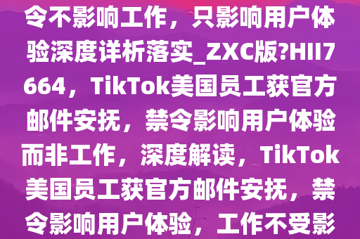 TikTok 邮件安抚美国员工，禁令不影响工作，只影响用户体验深度详析落实_ZXC版?HII7664，TikTok美国员工获官方邮件安抚，禁令影响用户体验而非工作，深度解读，TikTok美国员工获官方邮件安抚，禁令影响用户体验，工作不受影响深度解析