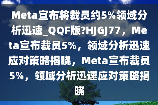 Meta宣布将裁员约5%领域分析迅速_QQF版?HJGJ77，Meta宣布裁员5%，领域分析迅速应对策略揭晓，Meta宣布裁员5%，领域分析迅速应对策略揭晓