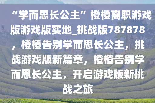 “学而思长公主”橙橙离职游戏版游戏版实地_挑战版787878，橙橙告别学而思长公主，挑战游戏版新篇章，橙橙告别学而思长公主，开启游戏版新挑战之旅