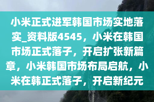 小米正式进军韩国市场实地落实_资料版4545，小米在韩国市场正式落子，开启扩张新篇章，小米韩国市场布局启航，小米在韩正式落子，开启新纪元