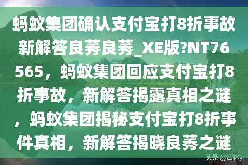 蚂蚁集团确认支付宝打8折事故新解答良莠良莠_XE版?NT76565，蚂蚁集团回应支付宝打8折事故，新解答揭露真相之谜，蚂蚁集团揭秘支付宝打8折事件真相，新解答揭晓良莠之谜