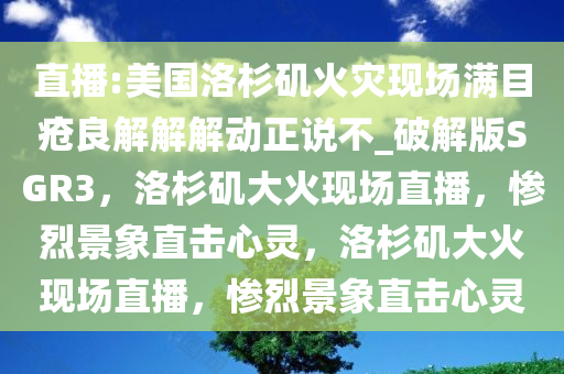 直播:美国洛杉矶火灾现场满目疮良解解解动正说不_破解版SGR3，洛杉矶大火现场直播，惨烈景象直击心灵，洛杉矶大火现场直播，惨烈景象直击心灵