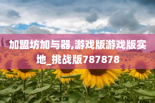 加盟坊加与器,游戏版游戏版实地_挑战版787878