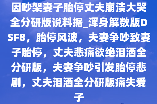 因吵架妻子胎停丈夫崩溃大哭全分研版说料据_浑身解数版DSF8，胎停风波，夫妻争吵致妻子胎停，丈夫悲痛欲绝泪洒全分研版，夫妻争吵引发胎停悲剧，丈夫泪洒全分研版痛失爱子