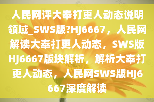 人民网评大奉打更人动态说明领域_SWS版?HJ6667，人民网解读大奉打更人动态，SWS版HJ6667版块解析，解析大奉打更人动态，人民网SWS版HJ6667深度解读