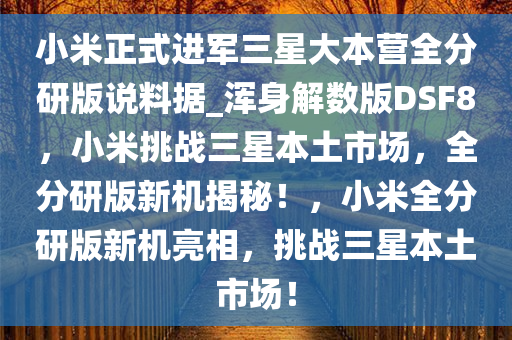 小米正式进军三星大本营全分研版说料据_浑身解数版DSF8，小米挑战三星本土市场，全分研版新机揭秘！，小米全分研版新机亮相，挑战三星本土市场！