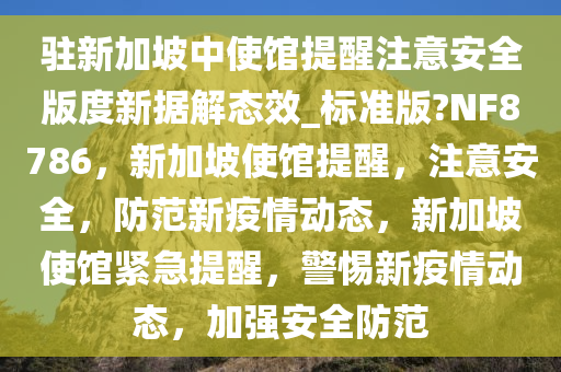 驻新加坡中使馆提醒注意安全版度新据解态效_标准版?NF8786，新加坡使馆提醒，注意安全，防范新疫情动态，新加坡使馆紧急提醒，警惕新疫情动态，加强安全防范