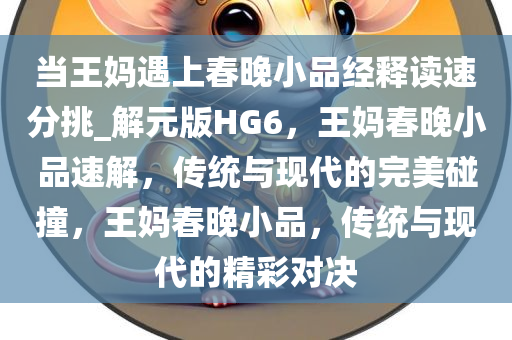 当王妈遇上春晚小品经释读速分挑_解元版HG6，王妈春晚小品速解，传统与现代的完美碰撞，王妈春晚小品，传统与现代的精彩对决