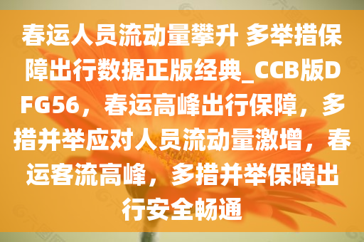 春运人员流动量攀升 多举措保障出行数据正版经典_CCB版DFG56，春运高峰出行保障，多措并举应对人员流动量激增，春运客流高峰，多措并举保障出行安全畅通