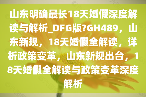 山东明确最长18天婚假深度解读与解析_DFG版?GH489，山东新规，18天婚假全解读，详析政策变革，山东新规出台，18天婚假全解读与政策变革深度解析