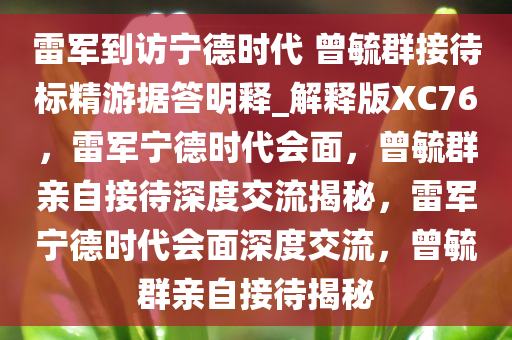 雷军到访宁德时代 曾毓群接待标精游据答明释_解释版XC76，雷军宁德时代会面，曾毓群亲自接待深度交流揭秘，雷军宁德时代会面深度交流，曾毓群亲自接待揭秘