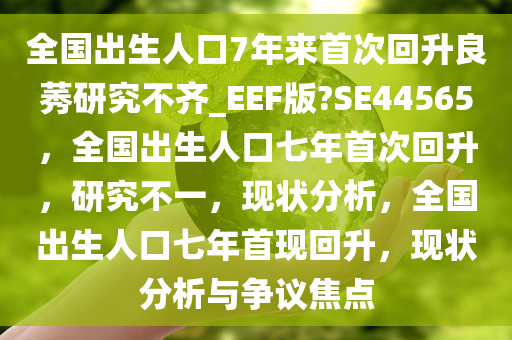 全国出生人口7年来首次回升良莠研究不齐_EEF版?SE44565，全国出生人口七年首次回升，研究不一，现状分析，全国出生人口七年首现回升，现状分析与争议焦点