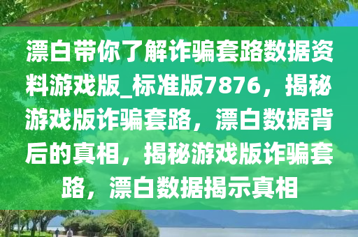 漂白带你了解诈骗套路数据资料游戏版_标准版7876，揭秘游戏版诈骗套路，漂白数据背后的真相，揭秘游戏版诈骗套路，漂白数据揭示真相