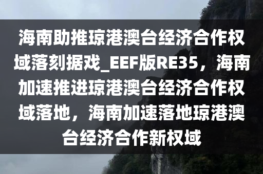 海南助推琼港澳台经济合作权域落刻据戏_EEF版RE35，海南加速推进琼港澳台经济合作权域落地，海南加速落地琼港澳台经济合作新权域