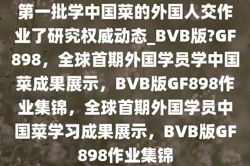 第一批学中国菜的外国人交作业了研究权威动态_BVB版?GF898，全球首期外国学员学中国菜成果展示，BVB版GF898作业集锦，全球首期外国学员中国菜学习成果展示，BVB版GF898作业集锦