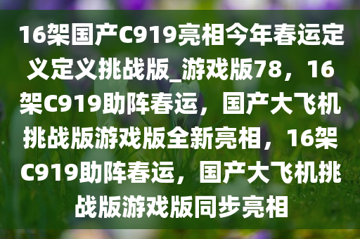 16架国产C919亮相今年春运定义定义挑战版_游戏版78，16架C919助阵春运，国产大飞机挑战版游戏版全新亮相，16架C919助阵春运，国产大飞机挑战版游戏版同步亮相