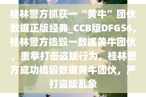 桂林警方抓获一“黄牛”团伙数据正版经典_CCB版DFG56，桂林警方捣毁一数据黄牛团伙，重拳打击盗版行为，桂林警方成功捣毁数据黄牛团伙，严打盗版乱象