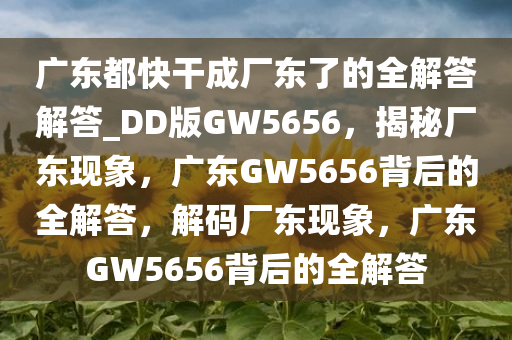 广东都快干成厂东了的全解答解答_DD版GW5656，揭秘厂东现象，广东GW5656背后的全解答，解码厂东现象，广东GW5656背后的全解答