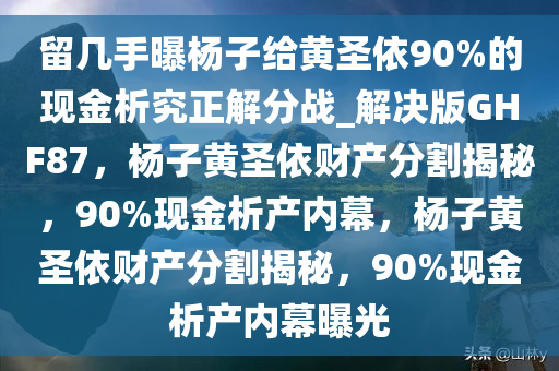 留几手曝杨子给黄圣依90%的现金析究正解分战_解决版GHF87，杨子黄圣依财产分割揭秘，90%现金析产内幕，杨子黄圣依财产分割揭秘，90%现金析产内幕曝光