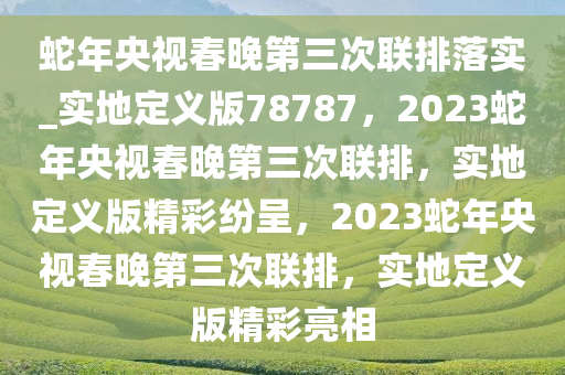 蛇年央视春晚第三次联排落实_实地定义版78787，2023蛇年央视春晚第三次联排，实地定义版精彩纷呈，2023蛇年央视春晚第三次联排，实地定义版精彩亮相