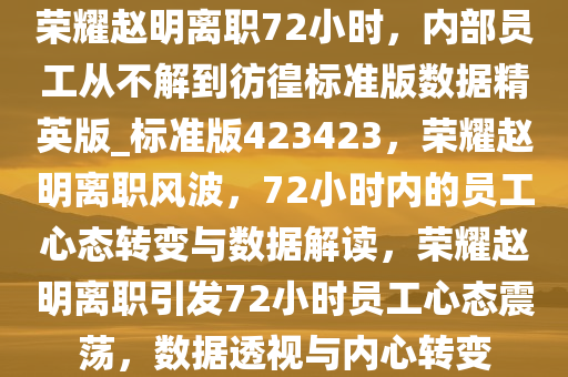 荣耀赵明离职72小时，内部员工从不解到彷徨标准版数据精英版_标准版423423，荣耀赵明离职风波，72小时内的员工心态转变与数据解读，荣耀赵明离职引发72小时员工心态震荡，数据透视与内心转变