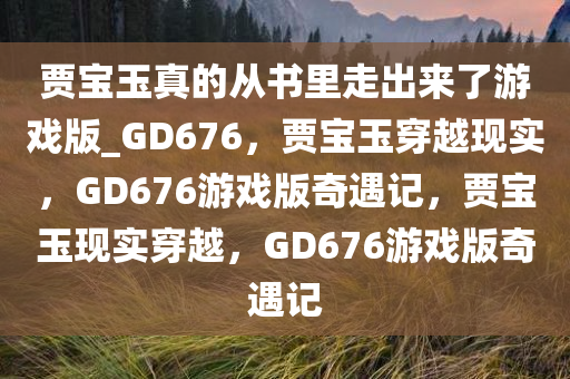 贾宝玉真的从书里走出来了游戏版_GD676，贾宝玉穿越现实，GD676游戏版奇遇记，贾宝玉现实穿越，GD676游戏版奇遇记