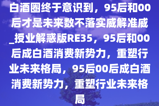 白酒圈终于意识到，95后和00后才是未来数不落实威解准威_授业解惑版RE35，95后和00后成白酒消费新势力，重塑行业未来格局，95后00后成白酒消费新势力，重塑行业未来格局