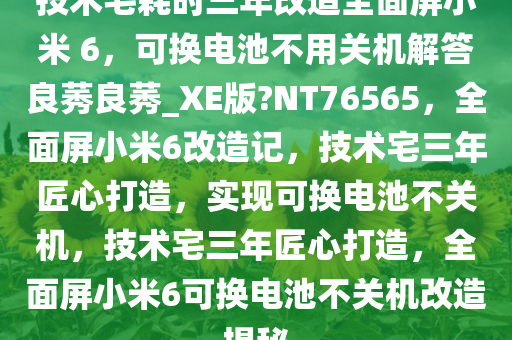 技术宅耗时三年改造全面屏小米 6，可换电池不用关机解答良莠良莠_XE版?NT76565，全面屏小米6改造记，技术宅三年匠心打造，实现可换电池不关机，技术宅三年匠心打造，全面屏小米6可换电池不关机改造揭秘