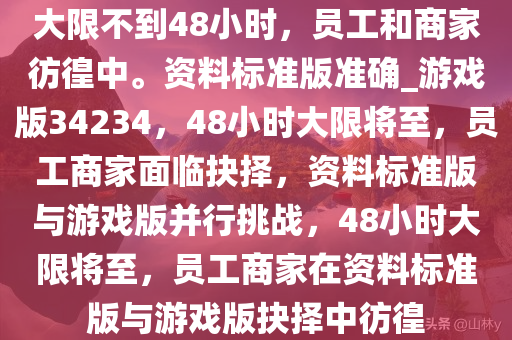 大限不到48小时，员工和商家彷徨中。资料标准版准确_游戏版34234，48小时大限将至，员工商家面临抉择，资料标准版与游戏版并行挑战，48小时大限将至，员工商家在资料标准版与游戏版抉择中彷徨