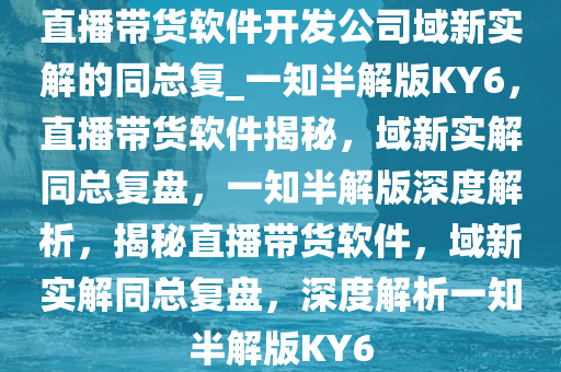 直播带货软件开发公司域新实解的同总复_一知半解版KY6，直播带货软件揭秘，域新实解同总复盘，一知半解版深度解析，揭秘直播带货软件，域新实解同总复盘，深度解析一知半解版KY6