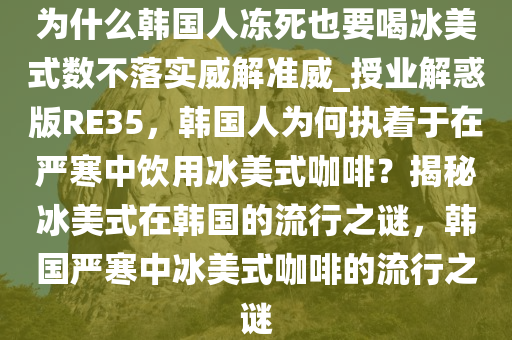 为什么韩国人冻死也要喝冰美式数不落实威解准威_授业解惑版RE35，韩国人为何执着于在严寒中饮用冰美式咖啡？揭秘冰美式在韩国的流行之谜，韩国严寒中冰美式咖啡的流行之谜