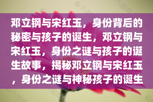 邓立钢与宋红玉，身份背后的秘密与孩子的诞生，邓立钢与宋红玉，身份之谜与孩子的诞生故事，揭秘邓立钢与宋红玉，身份之谜与神秘孩子的诞生