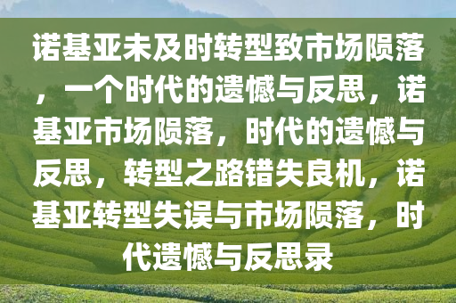 诺基亚未及时转型致市场陨落，一个时代的遗憾与反思，诺基亚市场陨落，时代的遗憾与反思，转型之路错失良机，诺基亚转型失误与市场陨落，时代遗憾与反思录