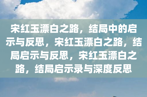 宋红玉漂白之路，结局中的启示与反思，宋红玉漂白之路，结局启示与反思，宋红玉漂白之路，结局启示录与深度反思