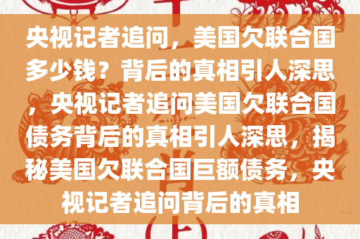 央视记者追问，美国欠联合国多少钱？背后的真相引人深思，央视记者追问美国欠联合国债务背后的真相引人深思，揭秘美国欠联合国巨额债务，央视记者追问背后的真相