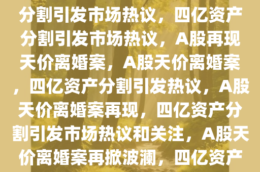 A股再现天价离婚，四亿资产分割引发市场热议，四亿资产分割引发市场热议，A股再现天价离婚案，A股天价离婚案，四亿资产分割引发热议，A股天价离婚案再现，四亿资产分割引发市场热议和关注，A股天价离婚案再掀波澜，四亿资产分割引发热议