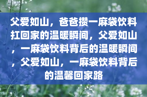 父爱如山，爸爸攒一麻袋饮料扛回家的温暖瞬间，父爱如山，一麻袋饮料背后的温暖瞬间，父爱如山，一麻袋饮料背后的温馨回家路