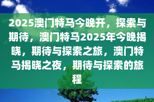 2025澳门特马今晚开，探索与期待，澳门特马2025年今晚揭晓，期待与探索之旅，澳门特马揭晓之夜，期待与探索的旅程