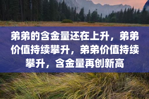 弟弟的含金量还在上升，弟弟价值持续攀升，弟弟价值持续攀升，含金量再创新高