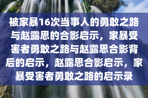 被家暴16次当事人的勇敢之路与赵露思的合影启示，家暴受害者勇敢之路与赵露思合影背后的启示，赵露思合影启示，家暴受害者勇敢之路的启示录