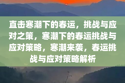 直击寒潮下的春运，挑战与应对之策，寒潮下的春运挑战与应对策略，寒潮来袭，春运挑战与应对策略解析