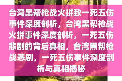 台湾黑帮枪战火拼致一死五伤事件深度剖析，台湾黑帮枪战火拼事件深度剖析，一死五伤悲剧的背后真相，台湾黑帮枪战悲剧，一死五伤事件深度剖析与真相揭秘