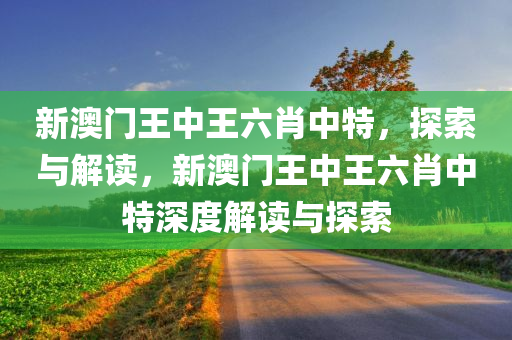 新澳门王中王六肖中特，探索与解读，新澳门王中王六肖中特深度解读与探索