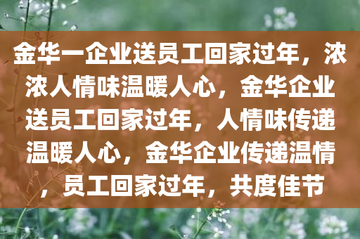 金华一企业送员工回家过年，浓浓人情味温暖人心，金华企业送员工回家过年，人情味传递温暖人心，金华企业传递温情，员工回家过年，共度佳节