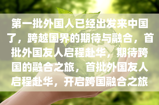 第一批外国人已经出发来中国了，跨越国界的期待与融合，首批外国友人启程赴华，期待跨国的融合之旅，首批外国友人启程赴华，开启跨国融合之旅