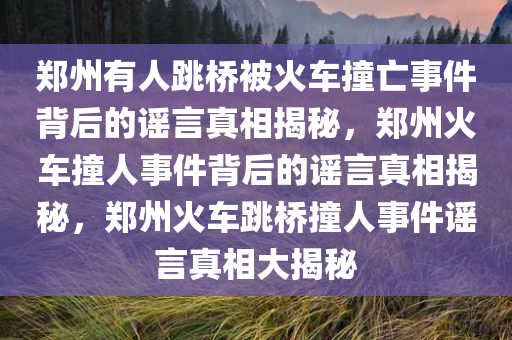 郑州有人跳桥被火车撞亡事件背后的谣言真相揭秘，郑州火车撞人事件背后的谣言真相揭秘，郑州火车跳桥撞人事件谣言真相大揭秘