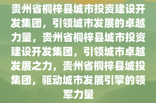 贵州省桐梓县城市投资建设开发集团，引领城市发展的卓越力量，贵州省桐梓县城市投资建设开发集团，引领城市卓越发展之力，贵州省桐梓县城投集团，驱动城市发展引擎的领军力量