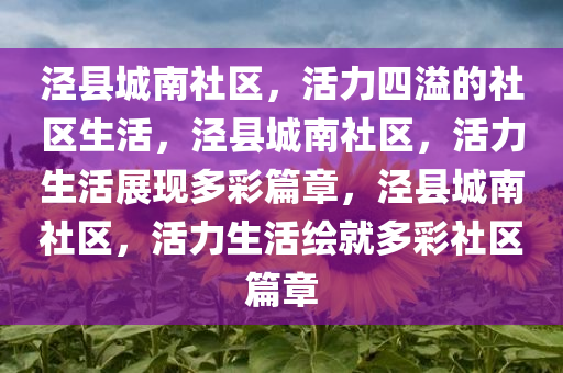 泾县城南社区，活力四溢的社区生活，泾县城南社区，活力生活展现多彩篇章，泾县城南社区，活力生活绘就多彩社区篇章