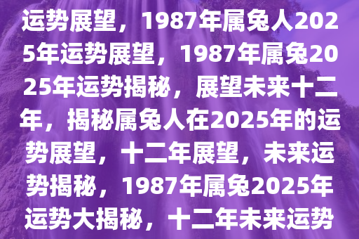 1987年属兔的人在2025年的运势展望，1987年属兔人2025年运势展望，1987年属兔2025年运势揭秘，展望未来十二年，揭秘属兔人在2025年的运势展望，十二年展望，未来运势揭秘，1987年属兔2025年运势大揭秘，十二年未来运势展望